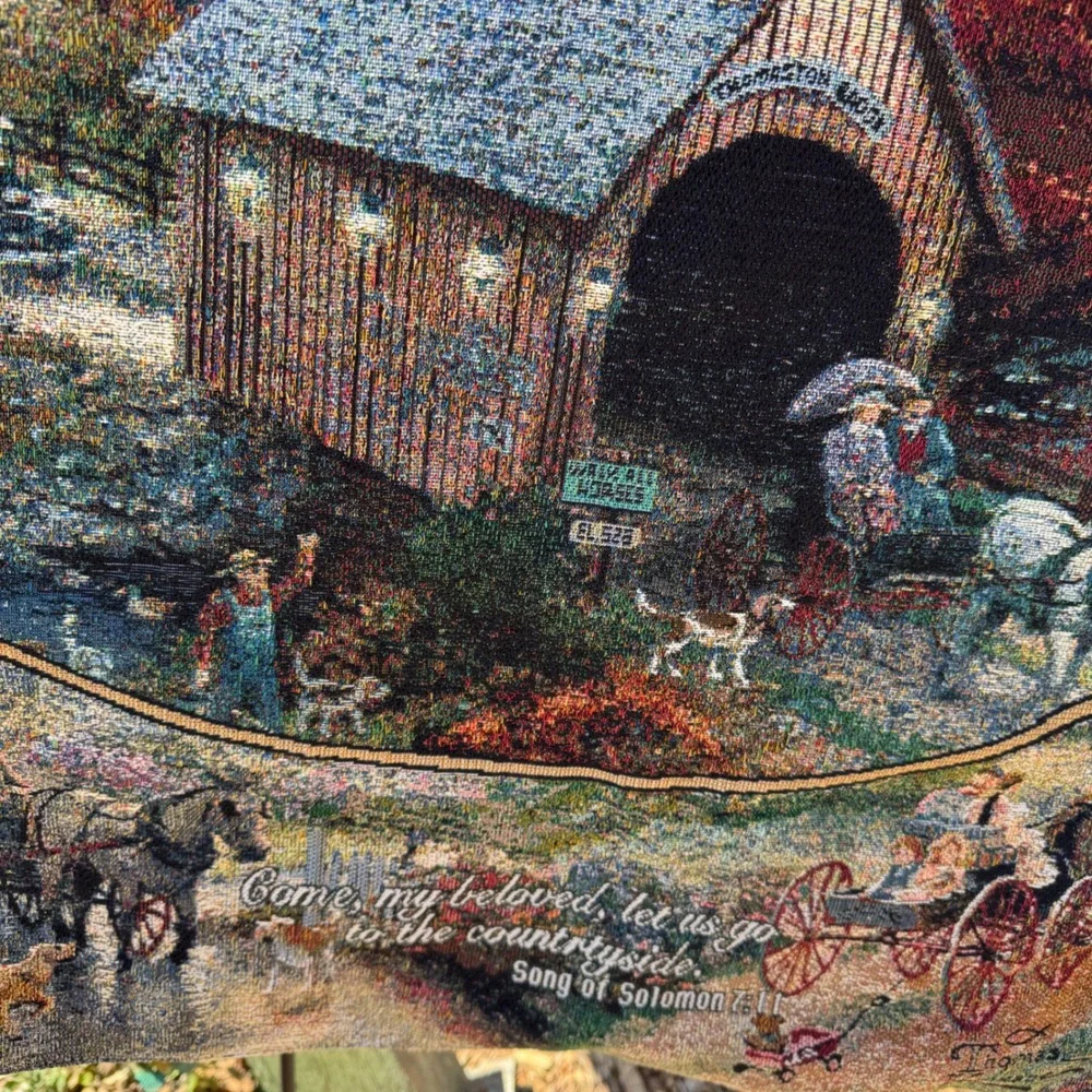 Thomas Kinkade Country Memo Woven Tapestry Wall‎ Hanging 27x27 Song of Solomon